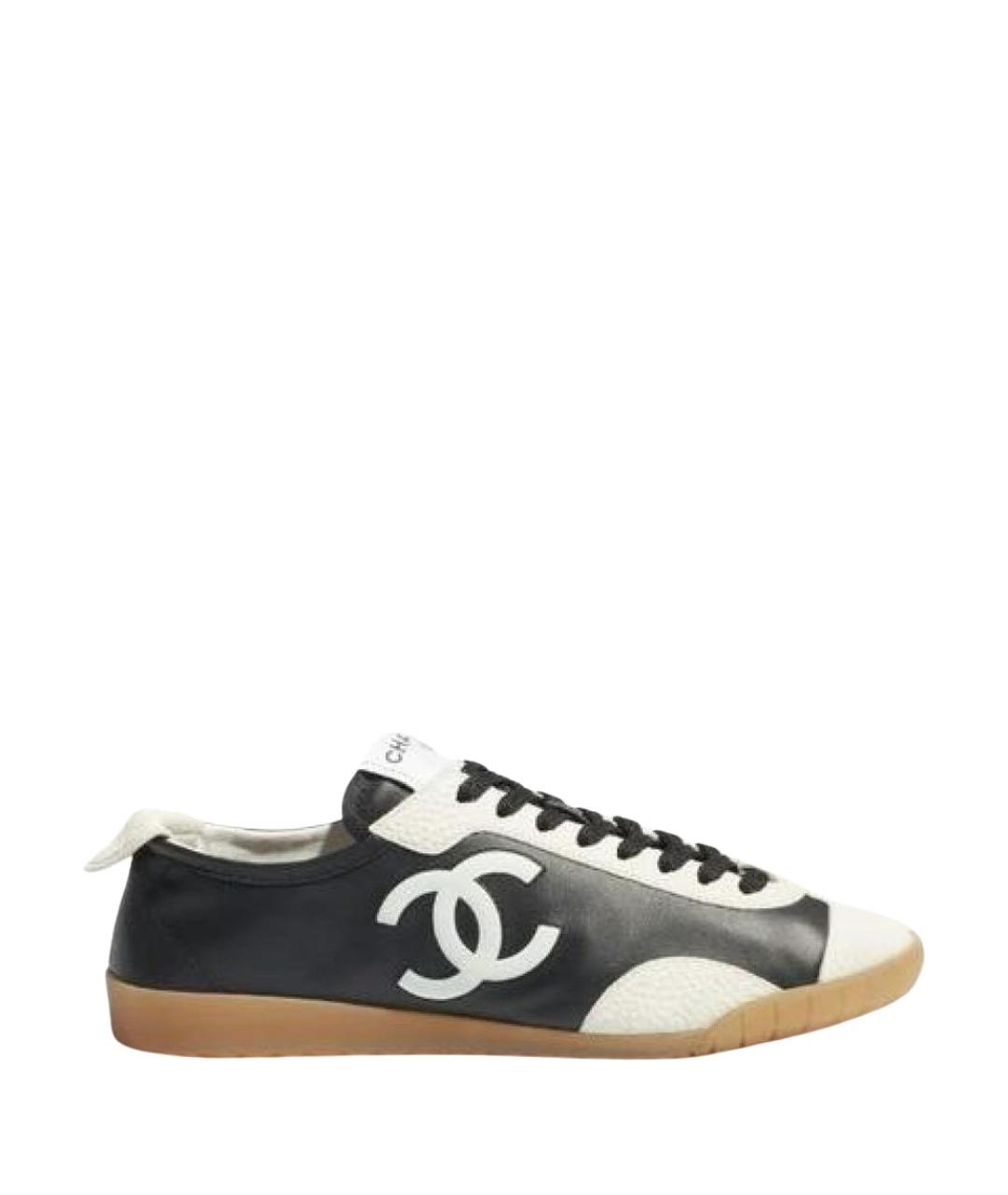 CHANEL Черные кожаные кеды, фото 1