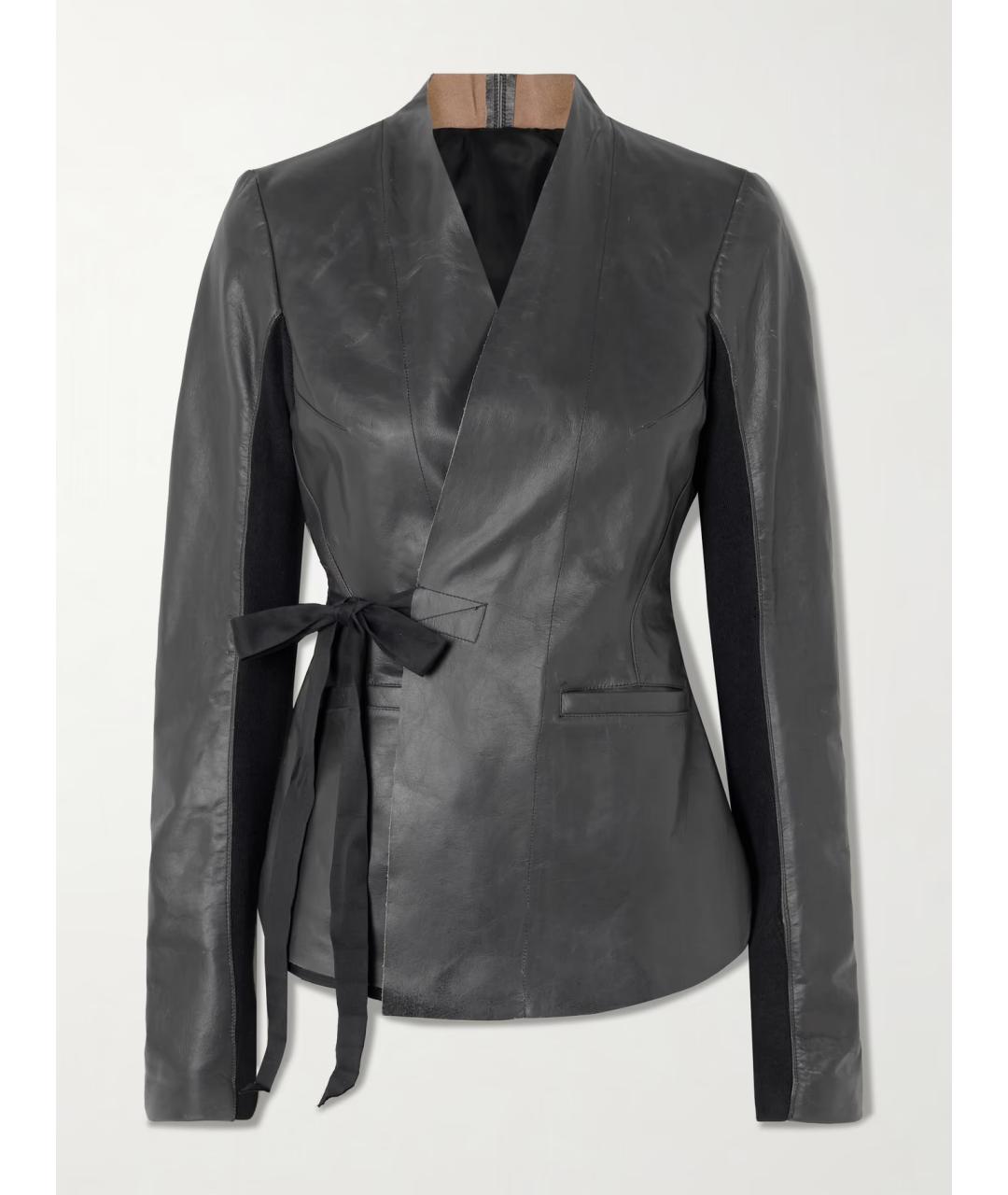 RICK OWENS Черная кожаная куртка, фото 4