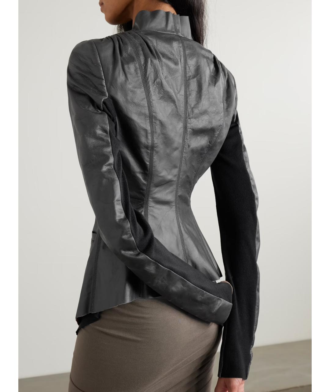 RICK OWENS Черная кожаная куртка, фото 3
