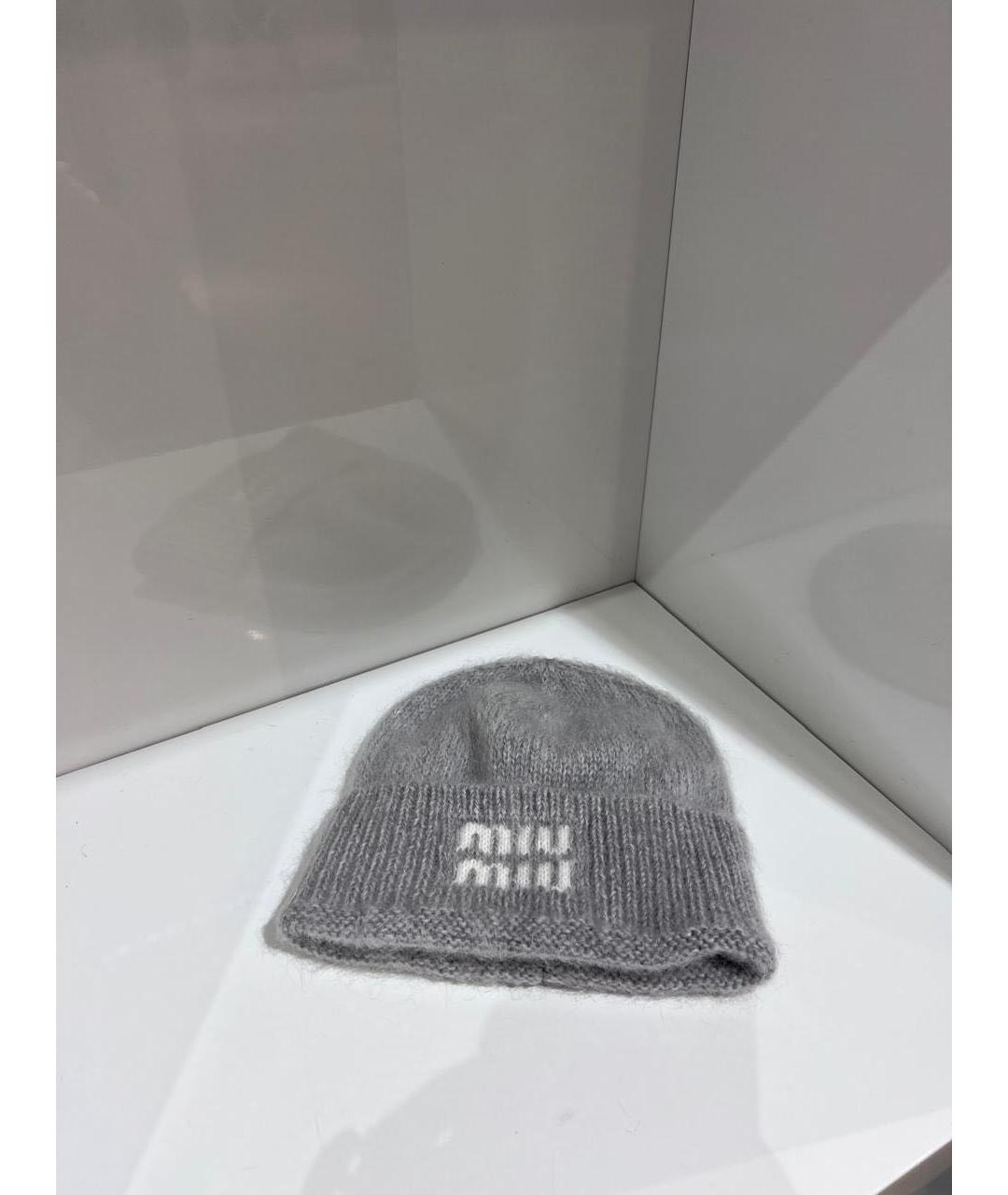 MIU MIU Серая шапка, фото 3