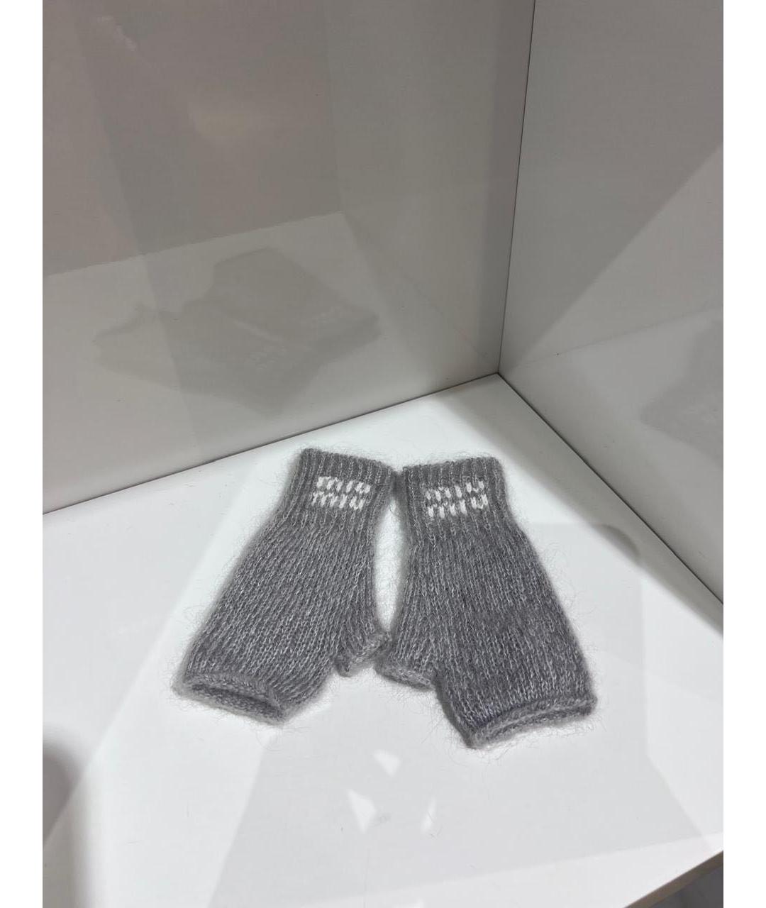 MIU MIU Серые перчатки, фото 3