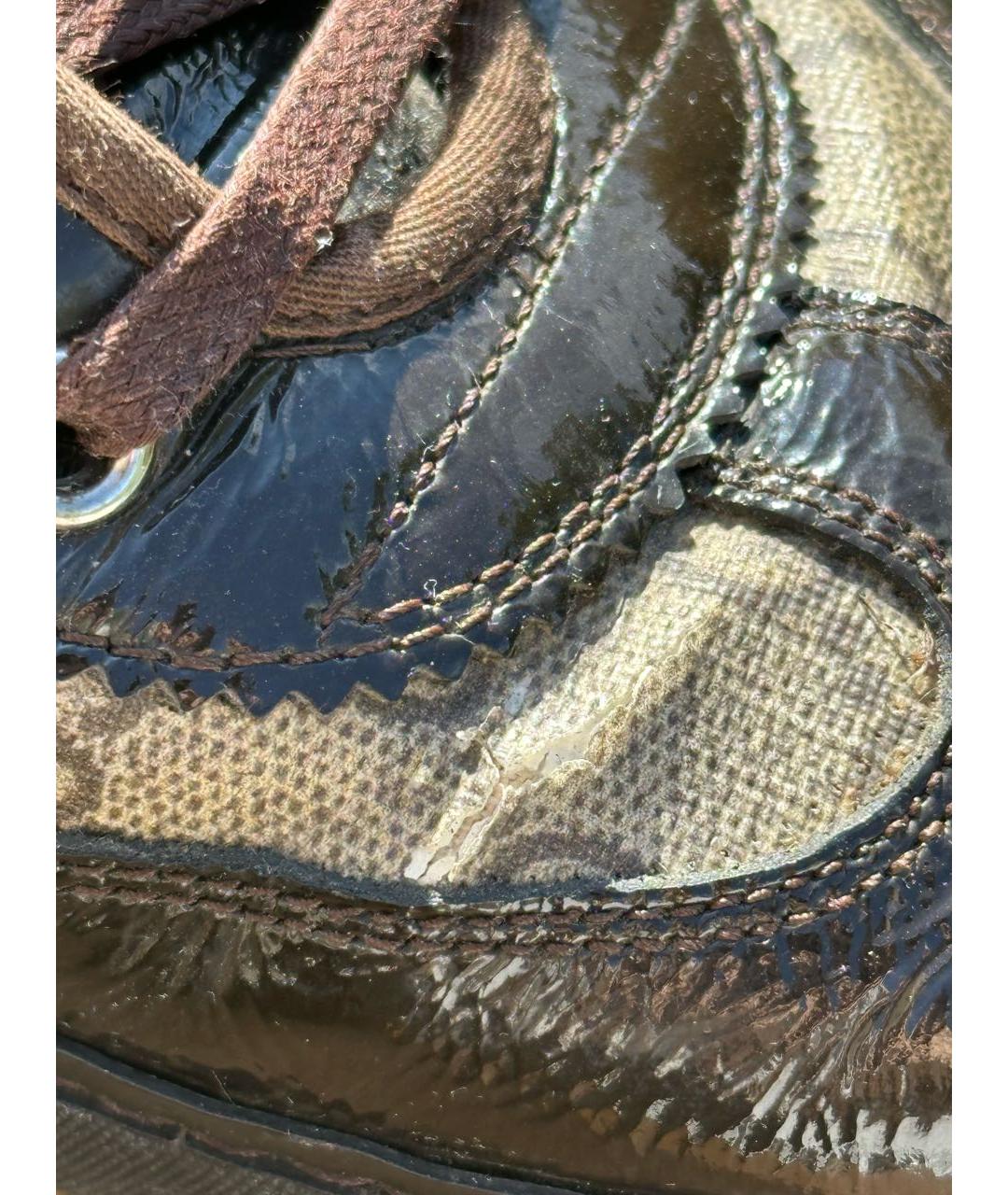 GUCCI Бежевые низкие кроссовки / кеды из лакированной кожи, фото 5