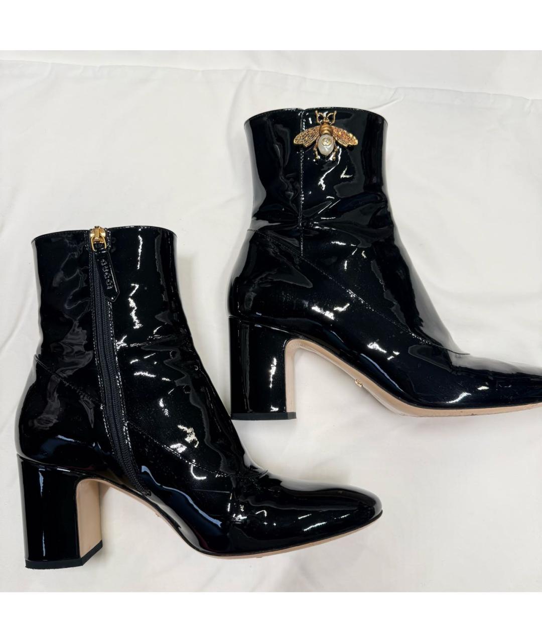 GUCCI Черные ботильоны из лакированной кожи, фото 5