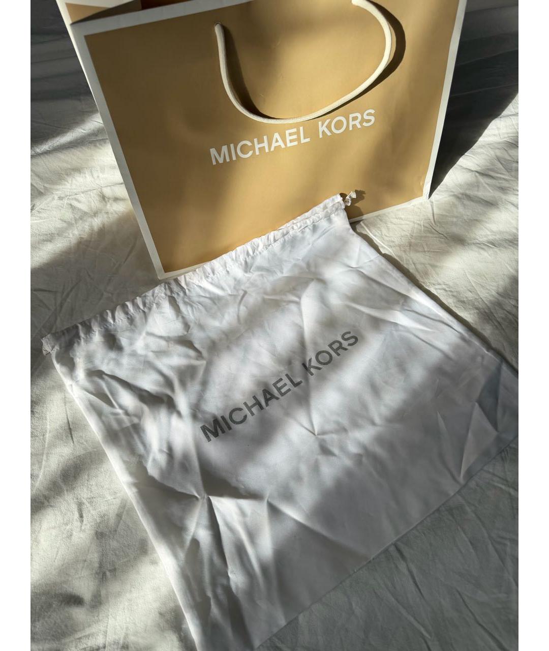 MICHAEL KORS Бежевая сумка с короткими ручками из канвы, фото 7