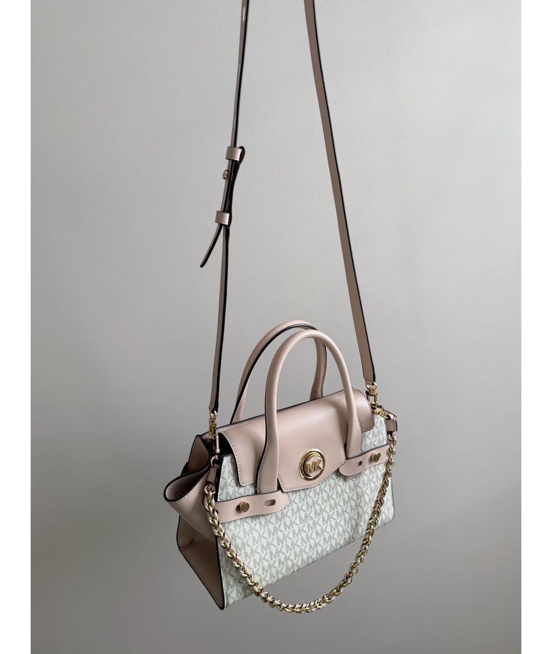 MICHAEL KORS Бежевая сумка с короткими ручками из канвы, фото 8