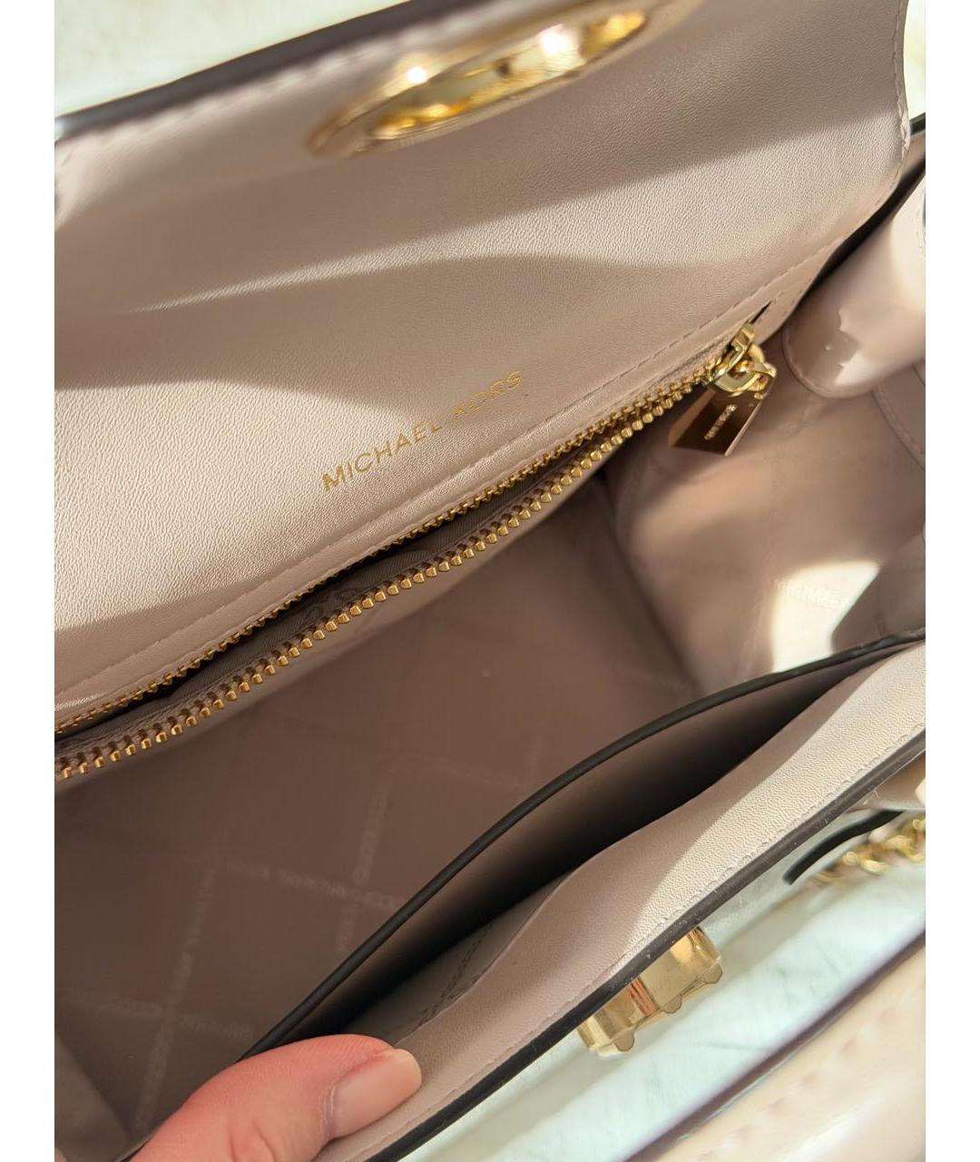 MICHAEL KORS Бежевая сумка с короткими ручками из канвы, фото 4