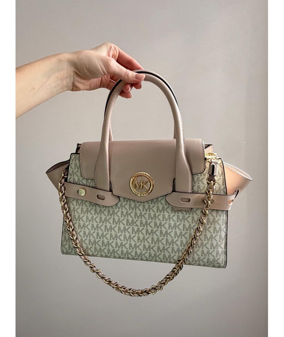 MICHAEL KORS Бежевая сумка с короткими ручками из канвы, фото 2