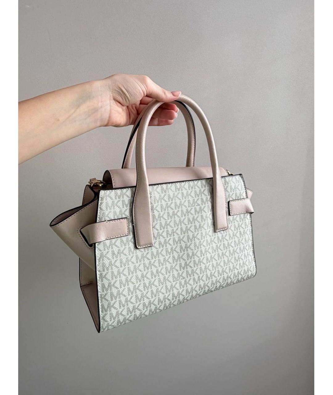 MICHAEL KORS Бежевая сумка с короткими ручками из канвы, фото 3