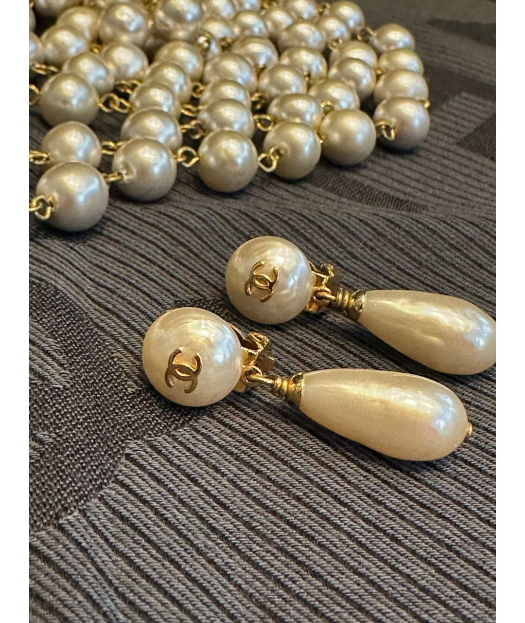 CHANEL Белые серьги, фото 5