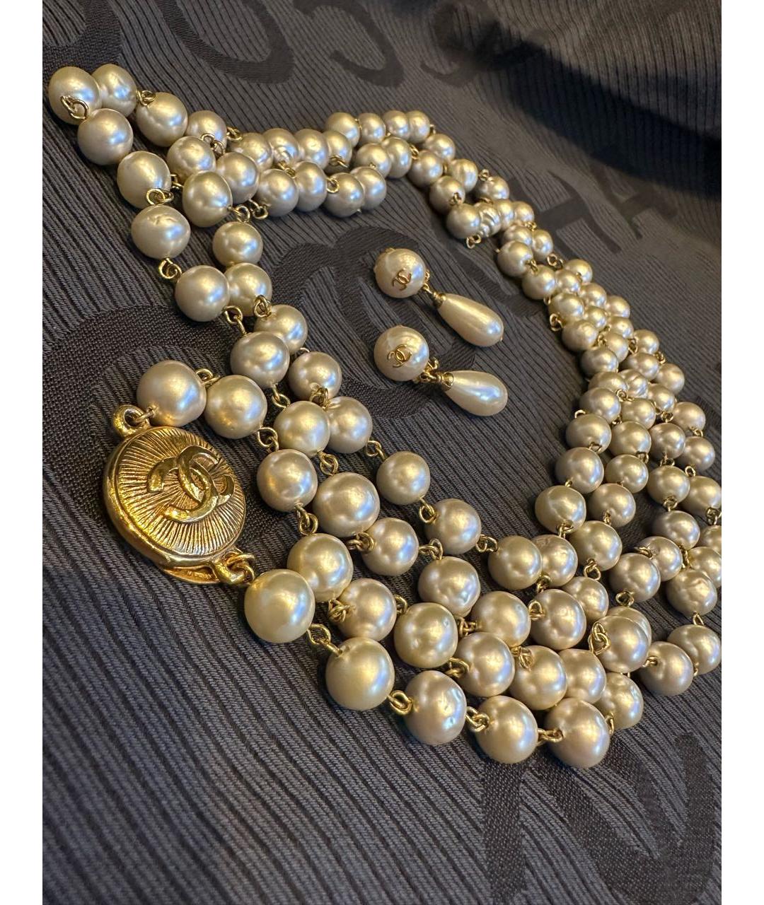 CHANEL Белые серьги, фото 6