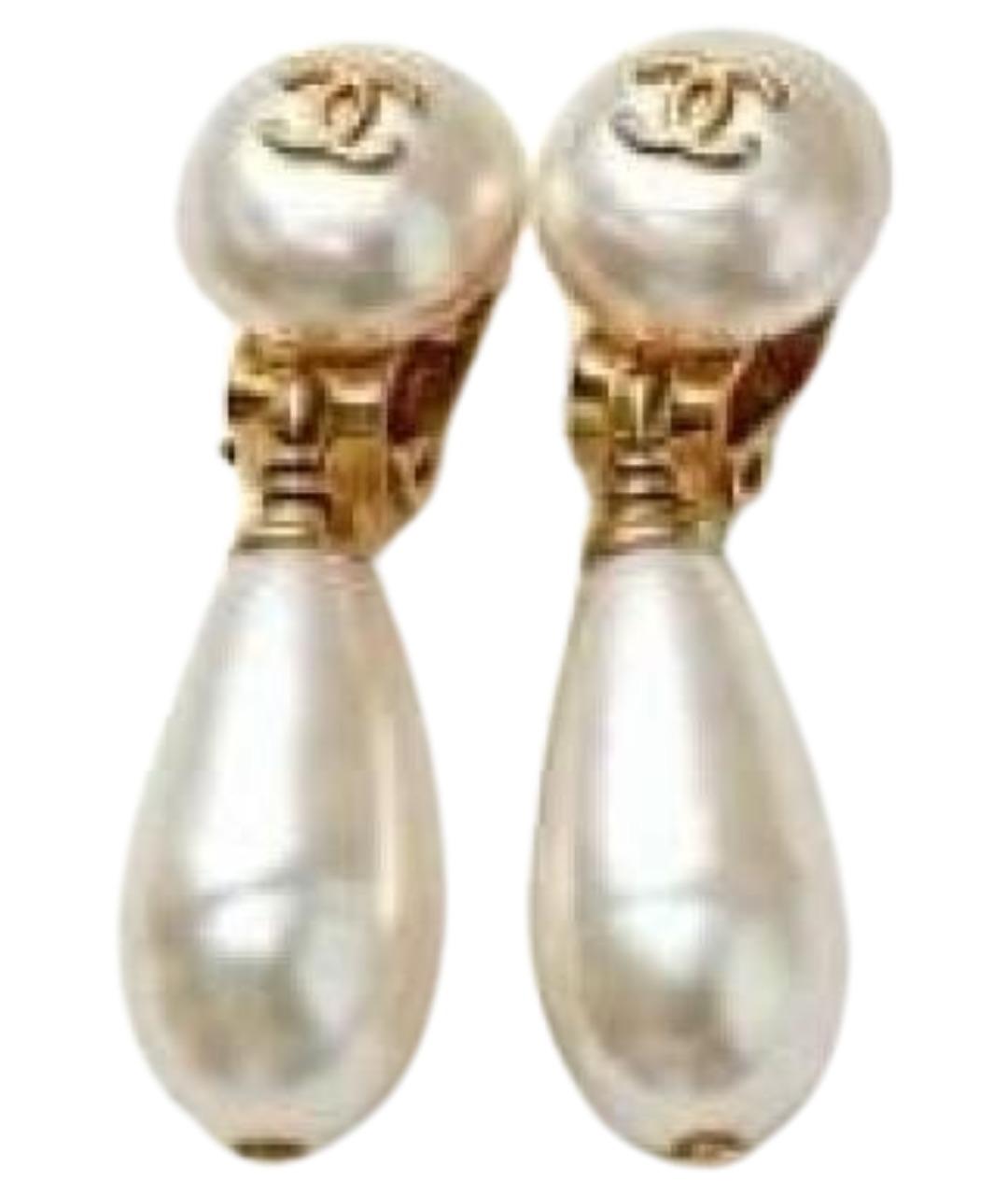 CHANEL Белые серьги, фото 1