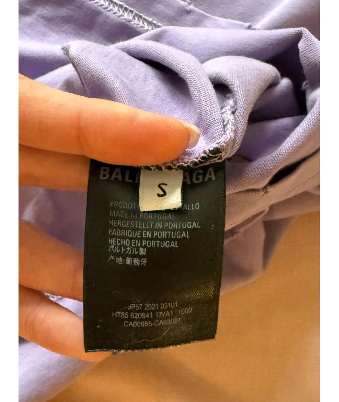 BALENCIAGA Фиолетовая хлопковая футболка, фото 6
