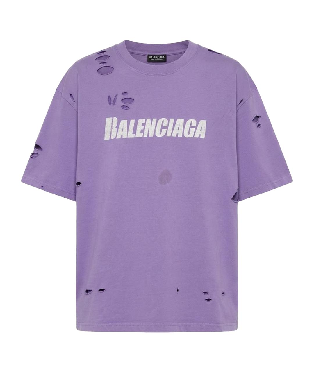 BALENCIAGA Фиолетовая хлопковая футболка, фото 1
