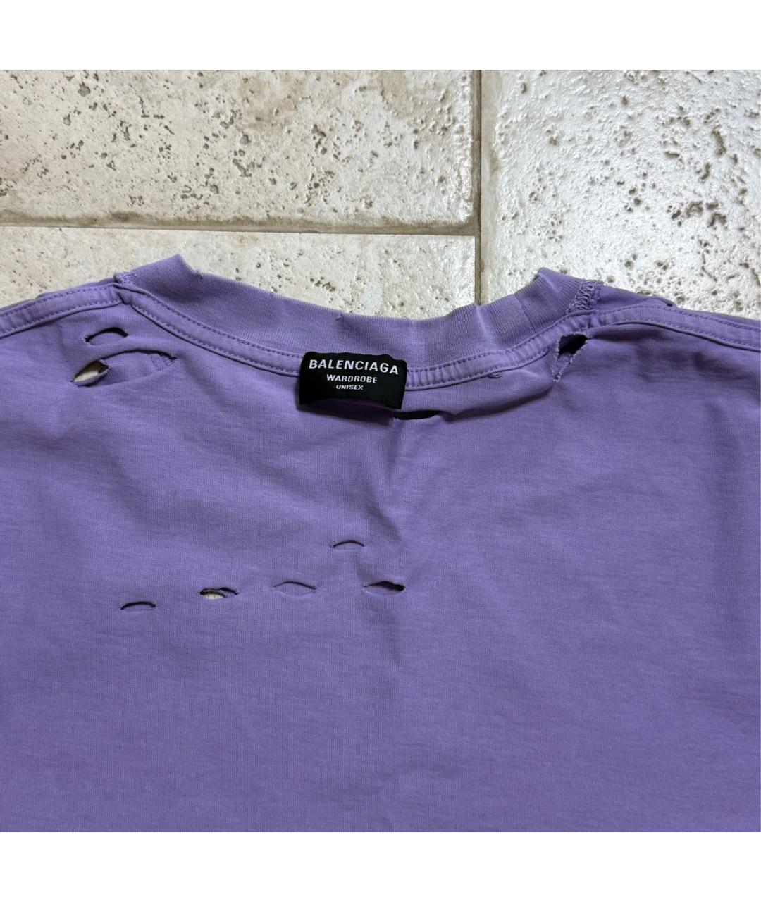 BALENCIAGA Фиолетовая хлопковая футболка, фото 3