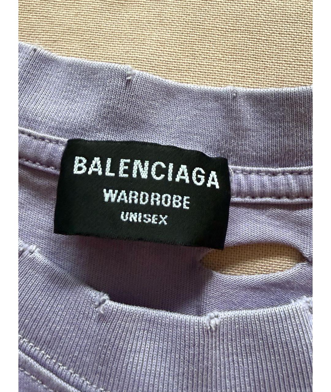 BALENCIAGA Фиолетовая хлопковая футболка, фото 7