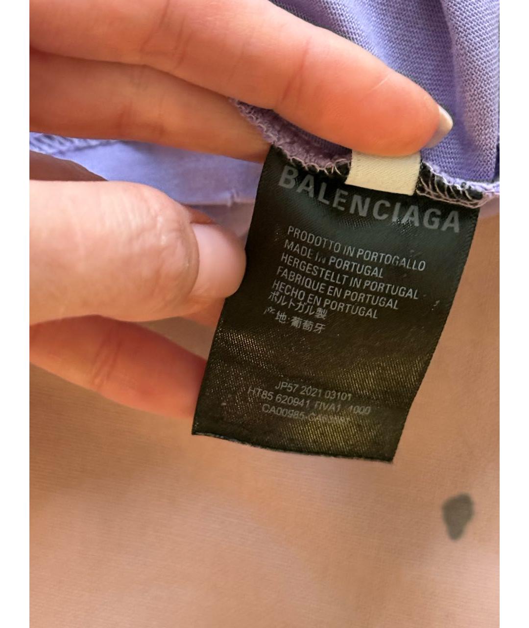 BALENCIAGA Фиолетовая хлопковая футболка, фото 5