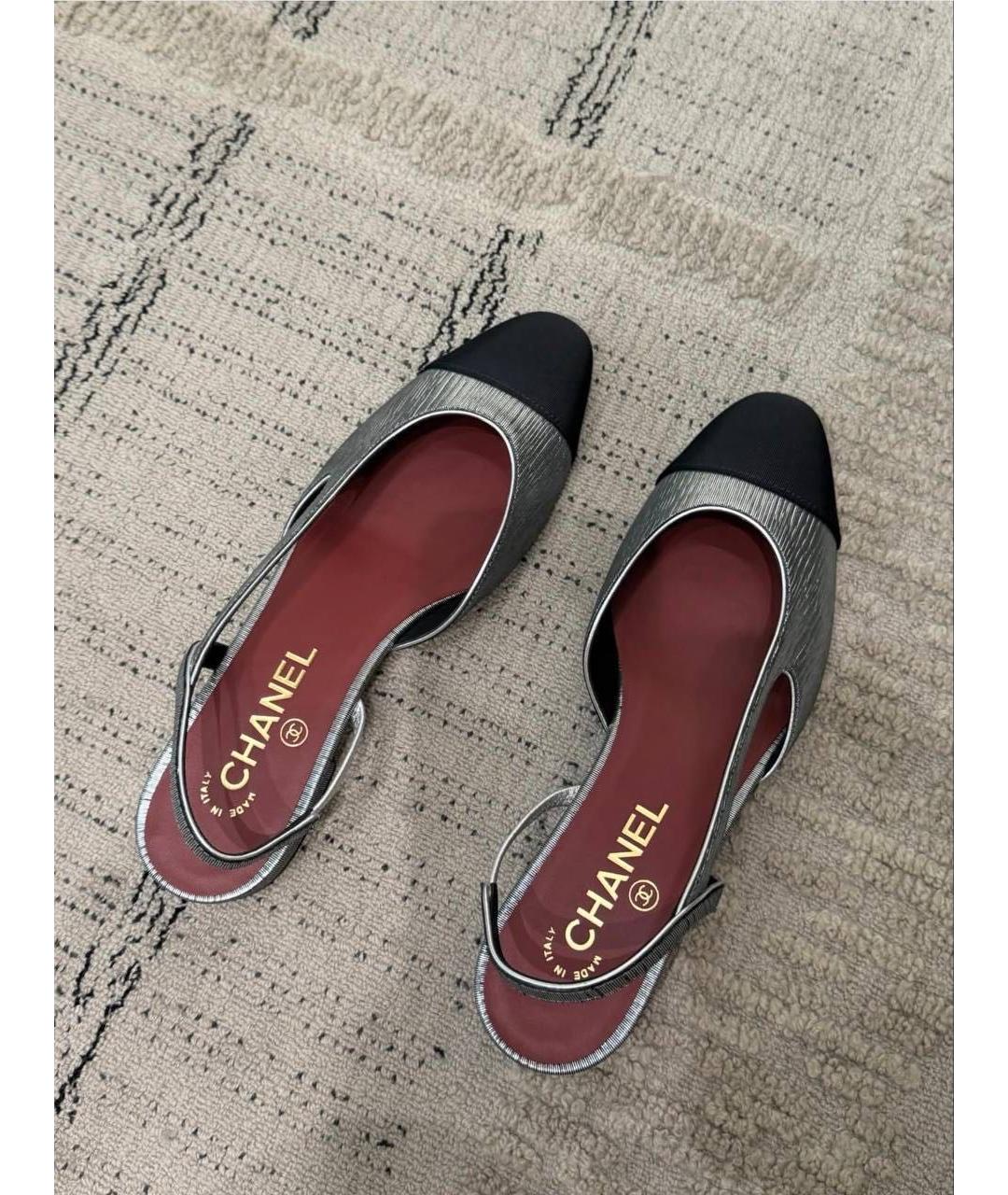 CHANEL Серебряные кожаные туфли, фото 3