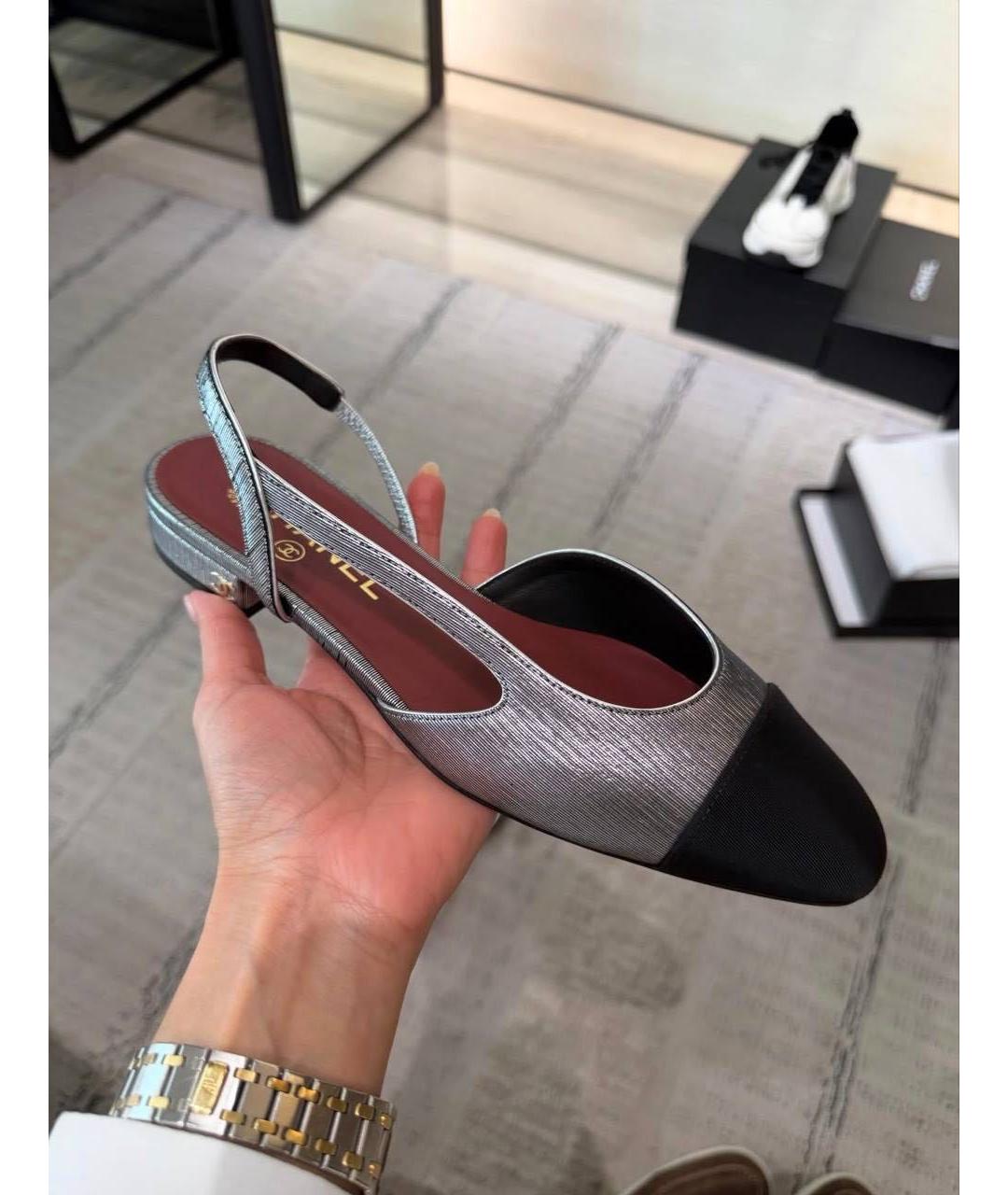 CHANEL Серебряные кожаные туфли, фото 5