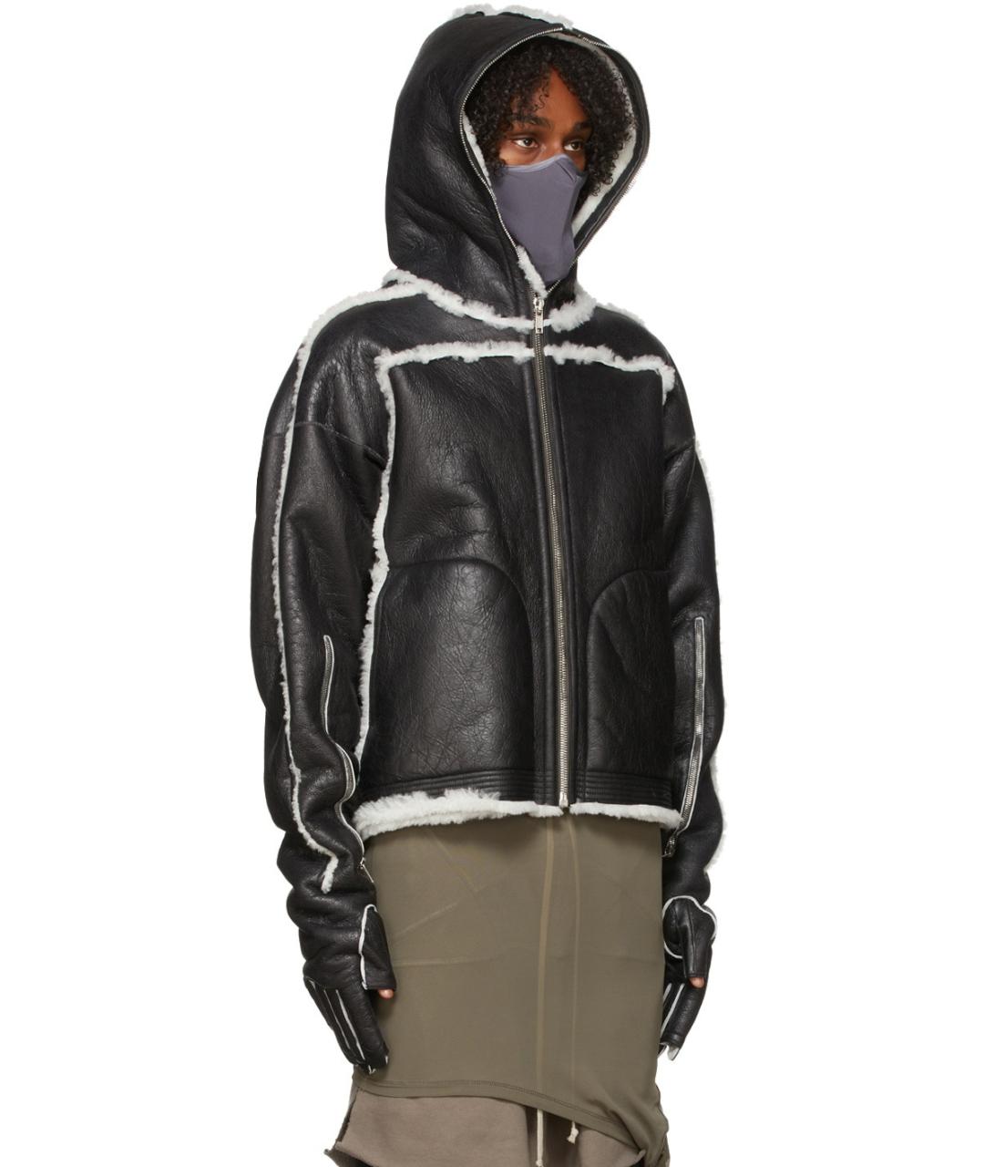 RICK OWENS Черная кожаная дубленка, фото 3