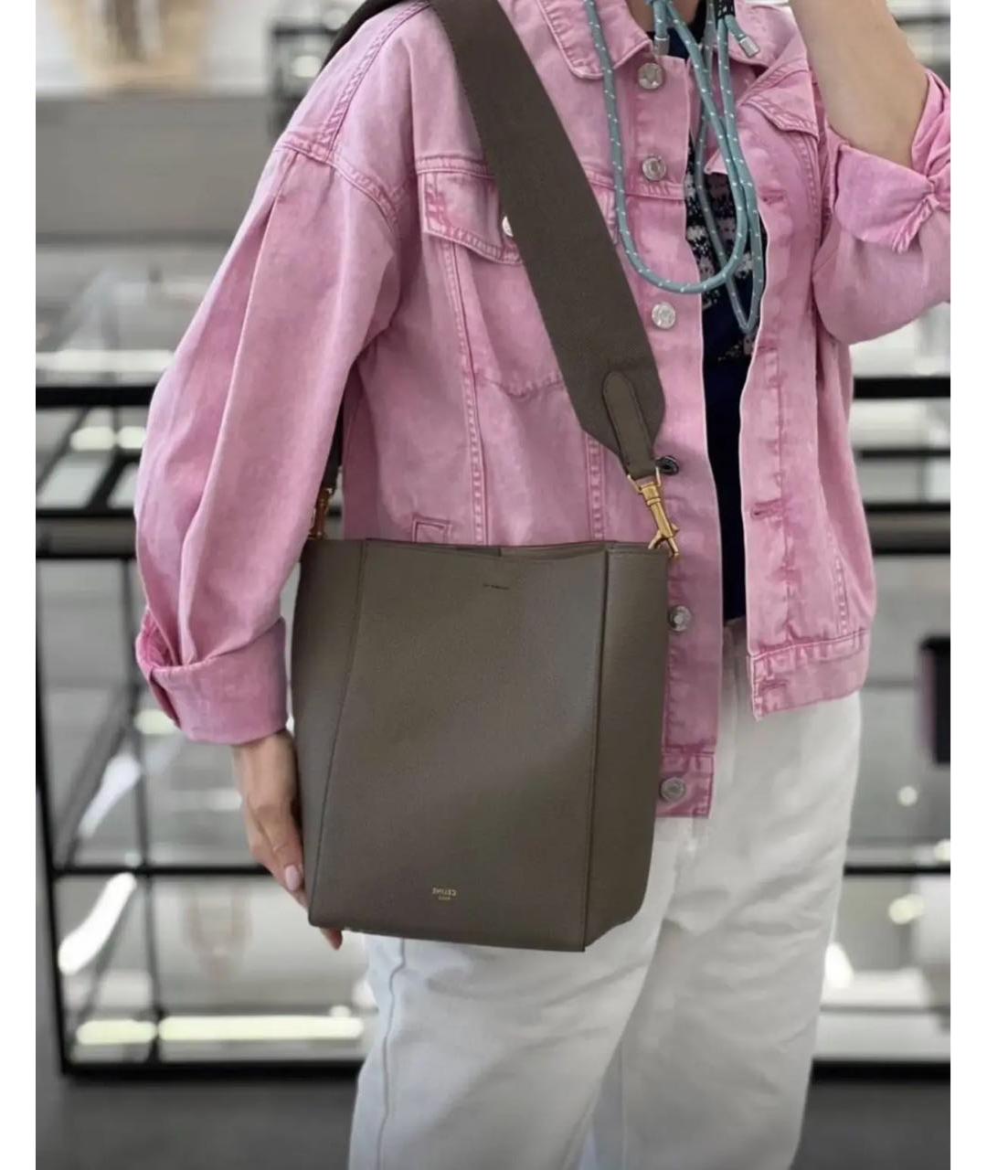 CELINE Коричневая кожаная сумка тоут, фото 6