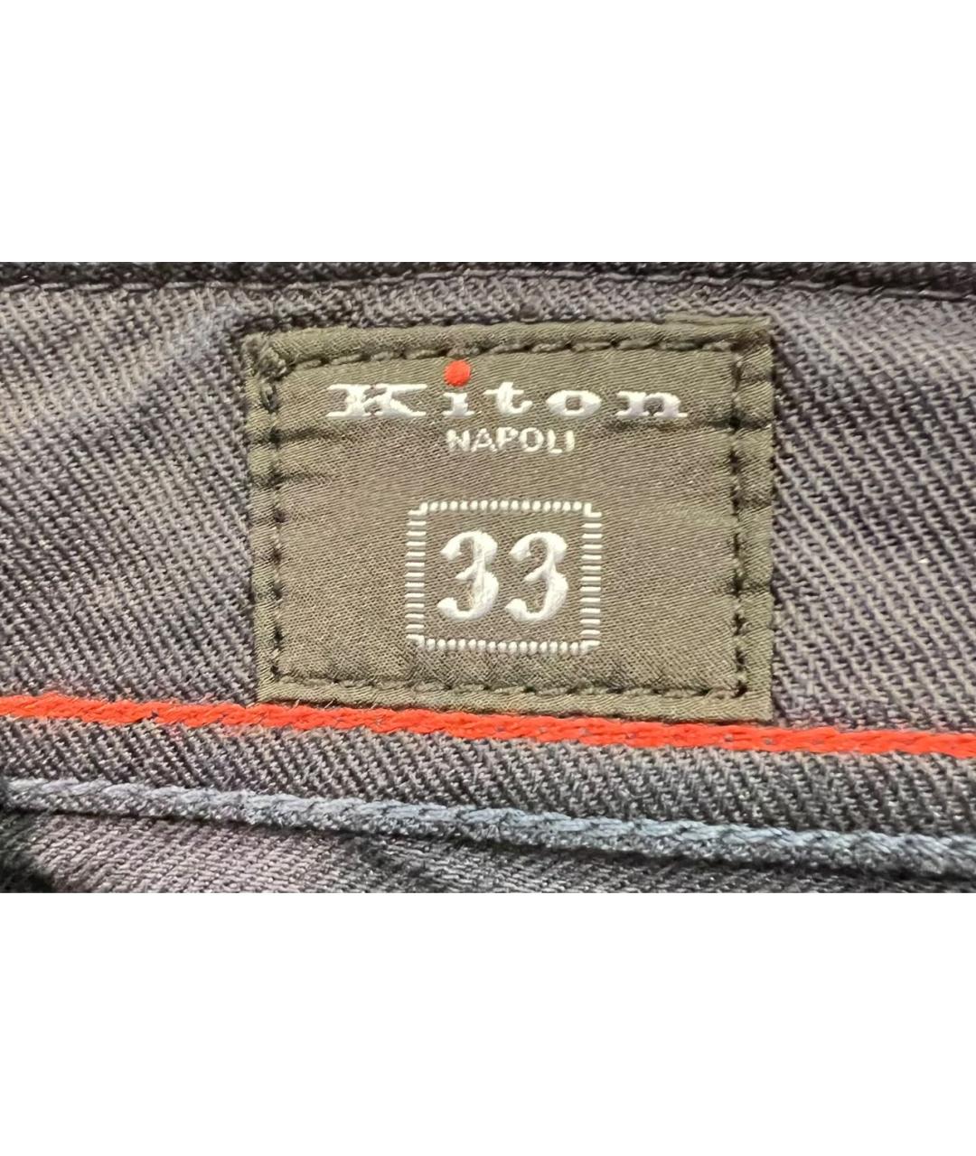 KITON Темно-синие льняные повседневные брюки, фото 4
