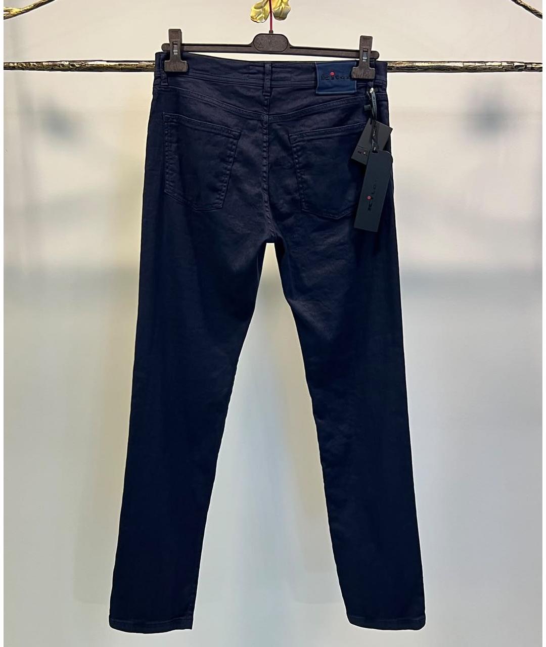 KITON Темно-синие льняные повседневные брюки, фото 2