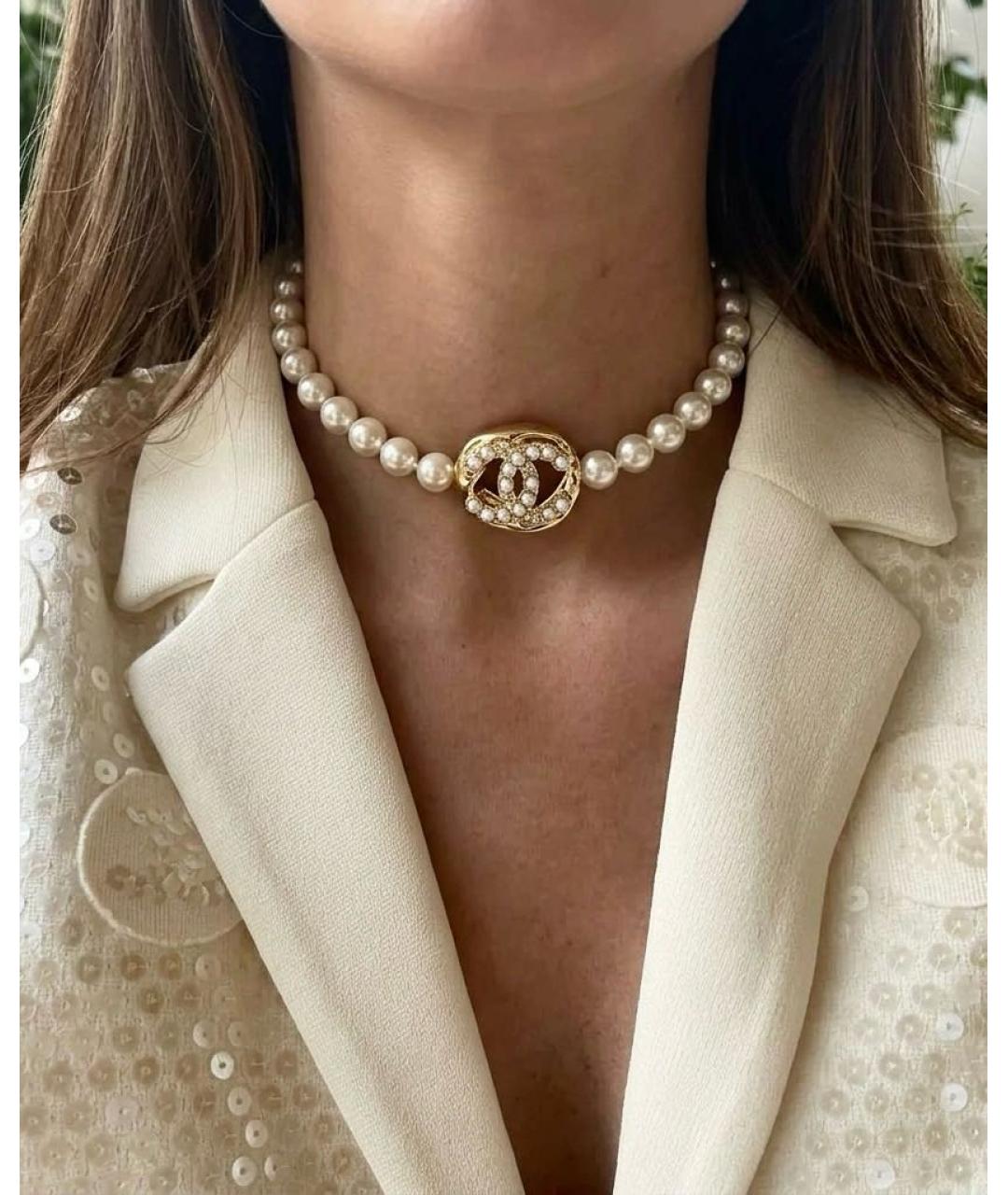 CHANEL Белое жемчужное колье, фото 3