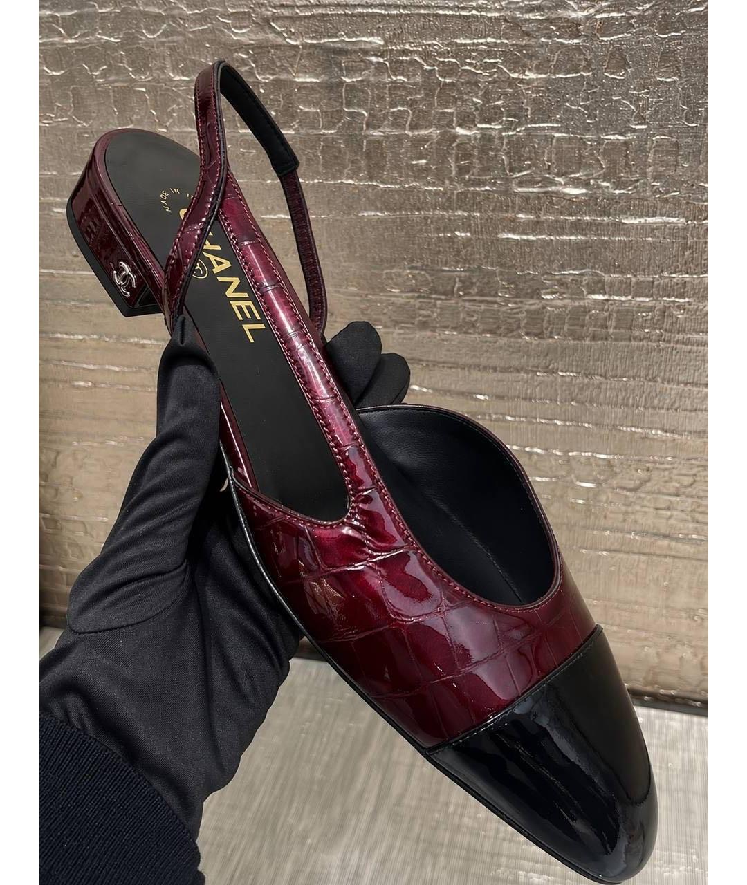 CHANEL Бордовые туфли из лакированной кожи, фото 3