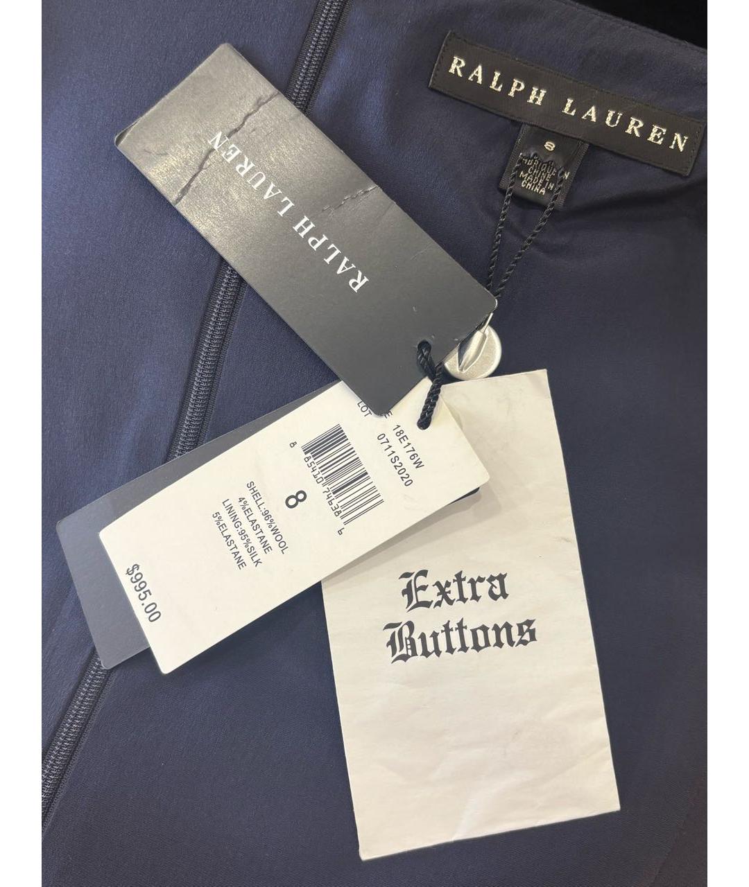 RALPH LAUREN Темно-синее шерстяное повседневное платье, фото 4