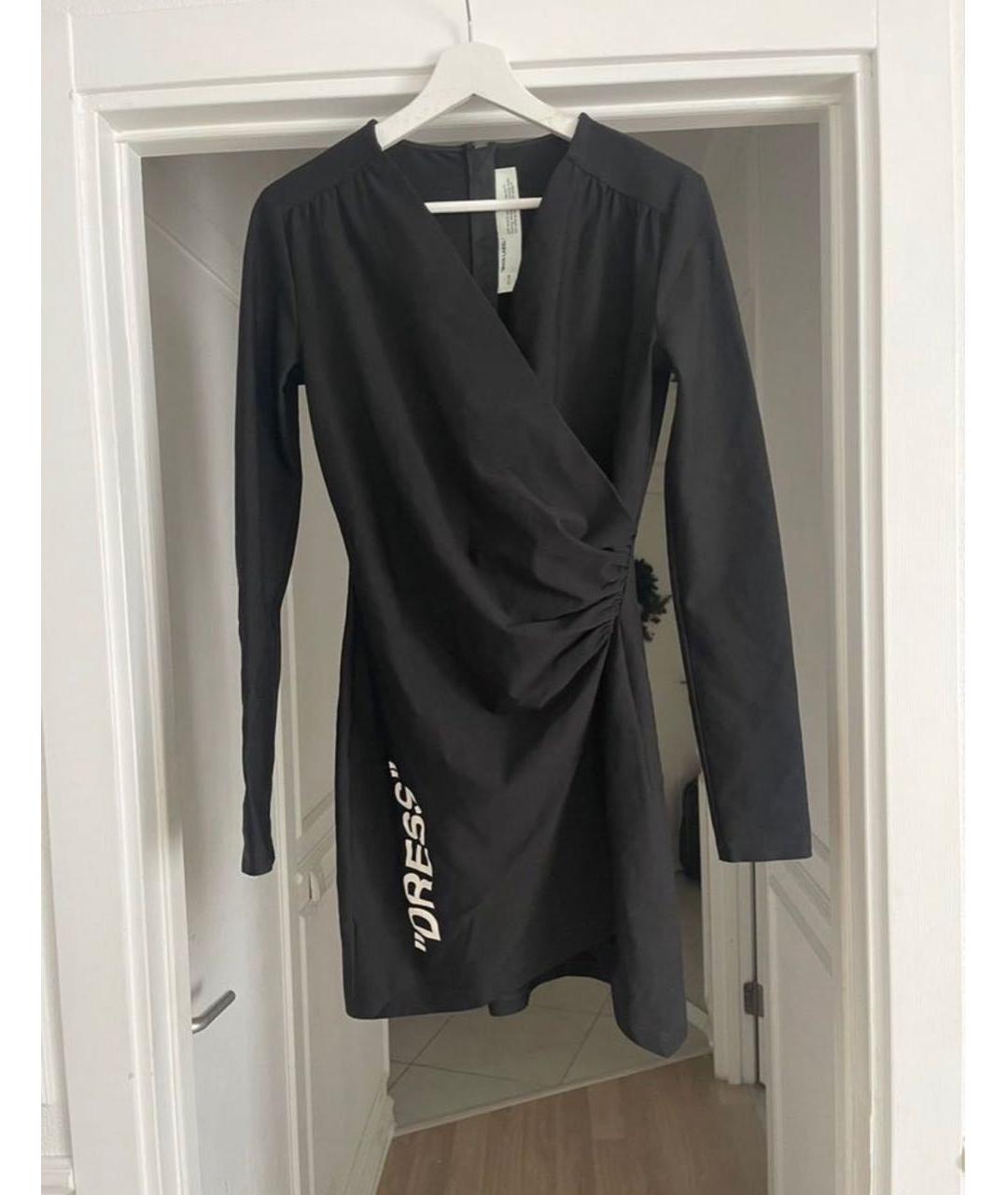 OFF-WHITE Черное вискозное повседневное платье, фото 9