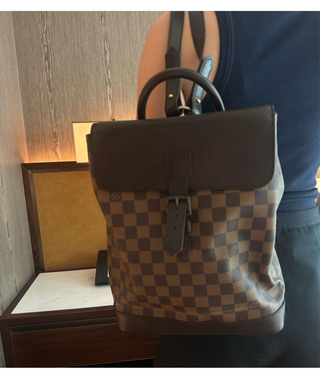 LOUIS VUITTON Коричневый кожаный рюкзак, фото 7
