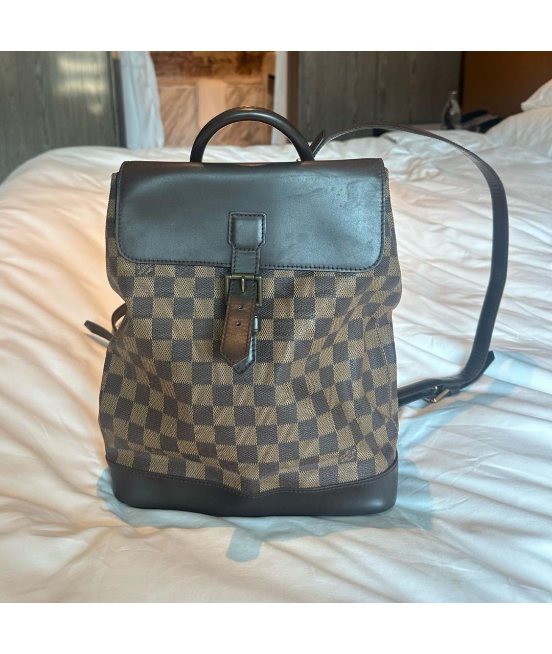 LOUIS VUITTON Коричневый кожаный рюкзак, фото 9