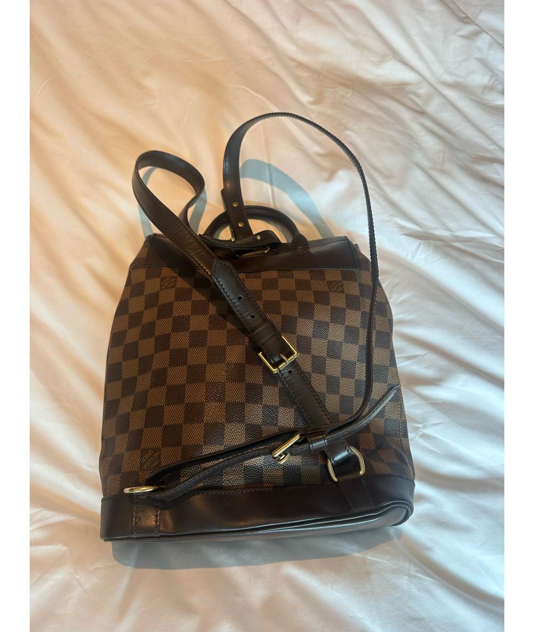 LOUIS VUITTON Коричневый кожаный рюкзак, фото 4