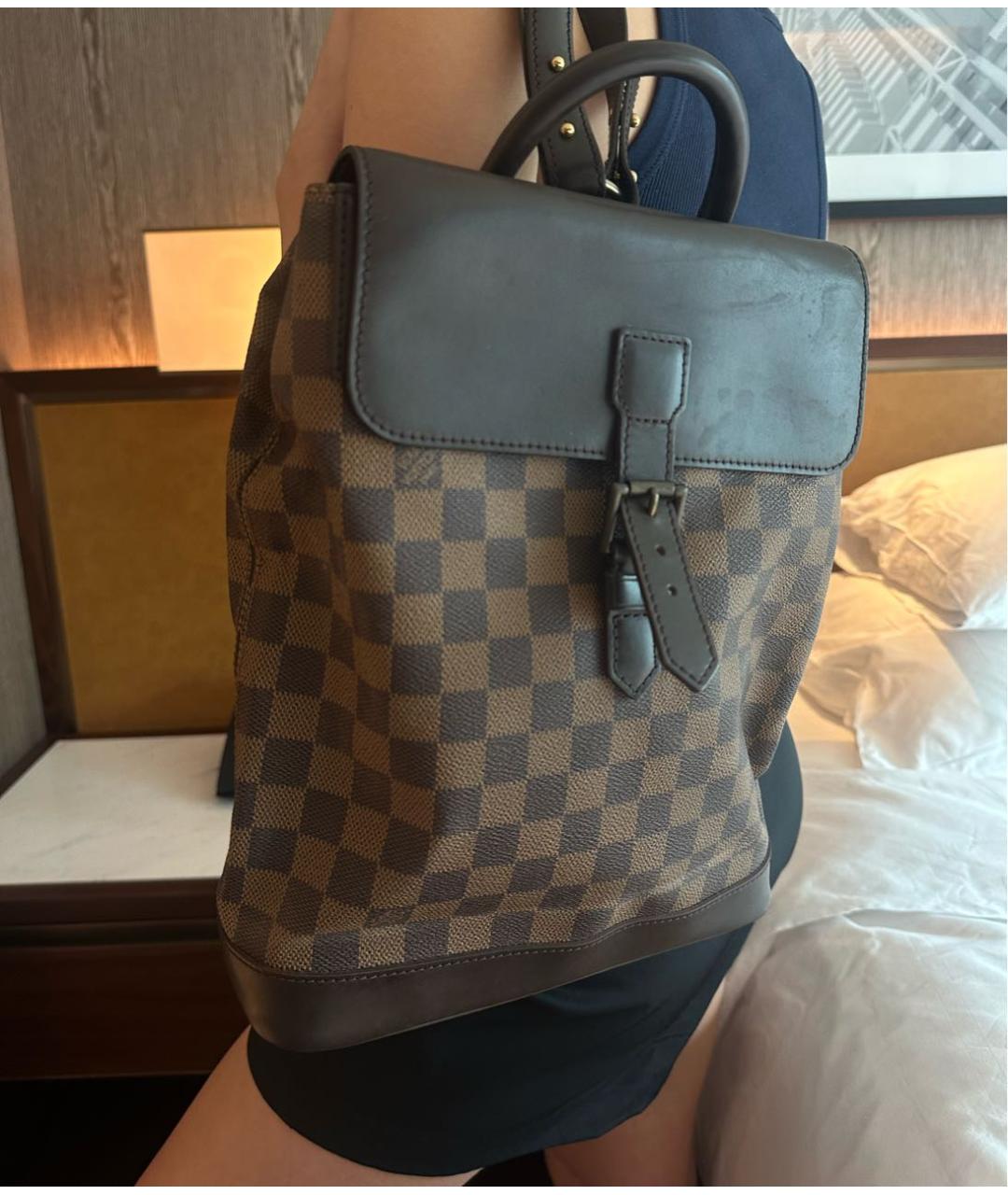 LOUIS VUITTON Коричневый кожаный рюкзак, фото 8