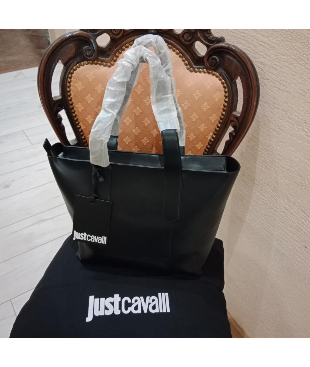 JUST CAVALLI Черная сумка тоут из искусственной кожи, фото 7