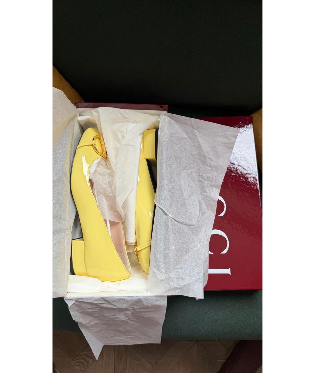 GUCCI Желтые туфли из лакированной кожи, фото 3