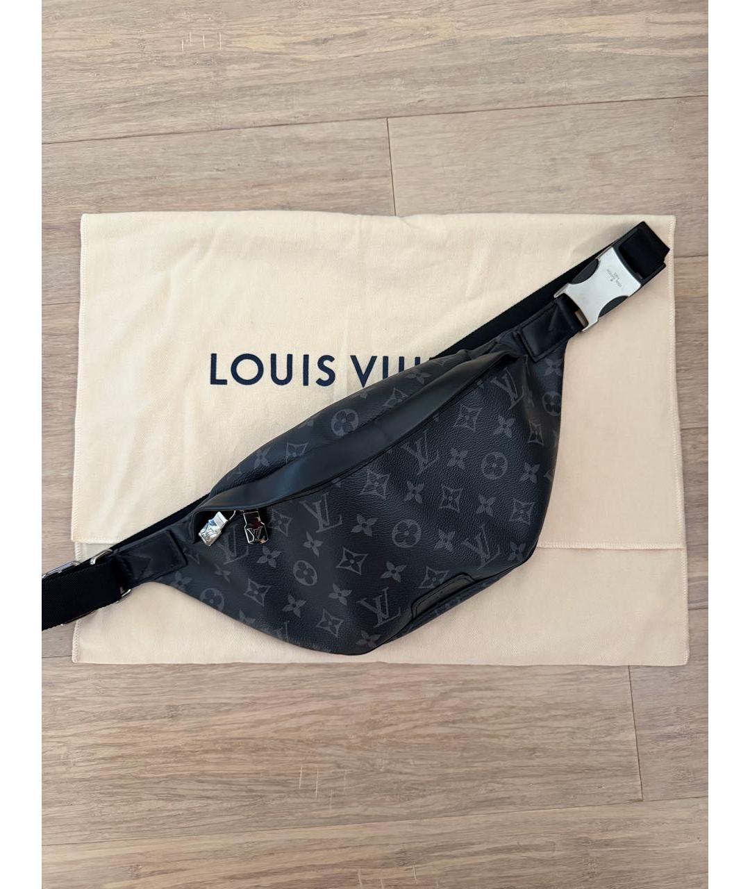 LOUIS VUITTON Антрацитовая поясная сумка из канвы, фото 2