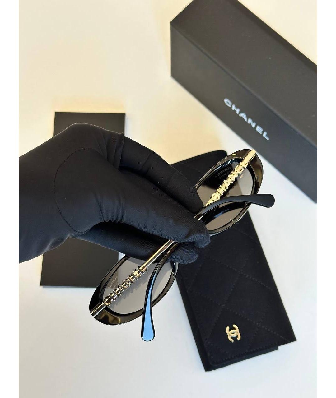 CHANEL Черные пластиковые солнцезащитные очки, фото 3