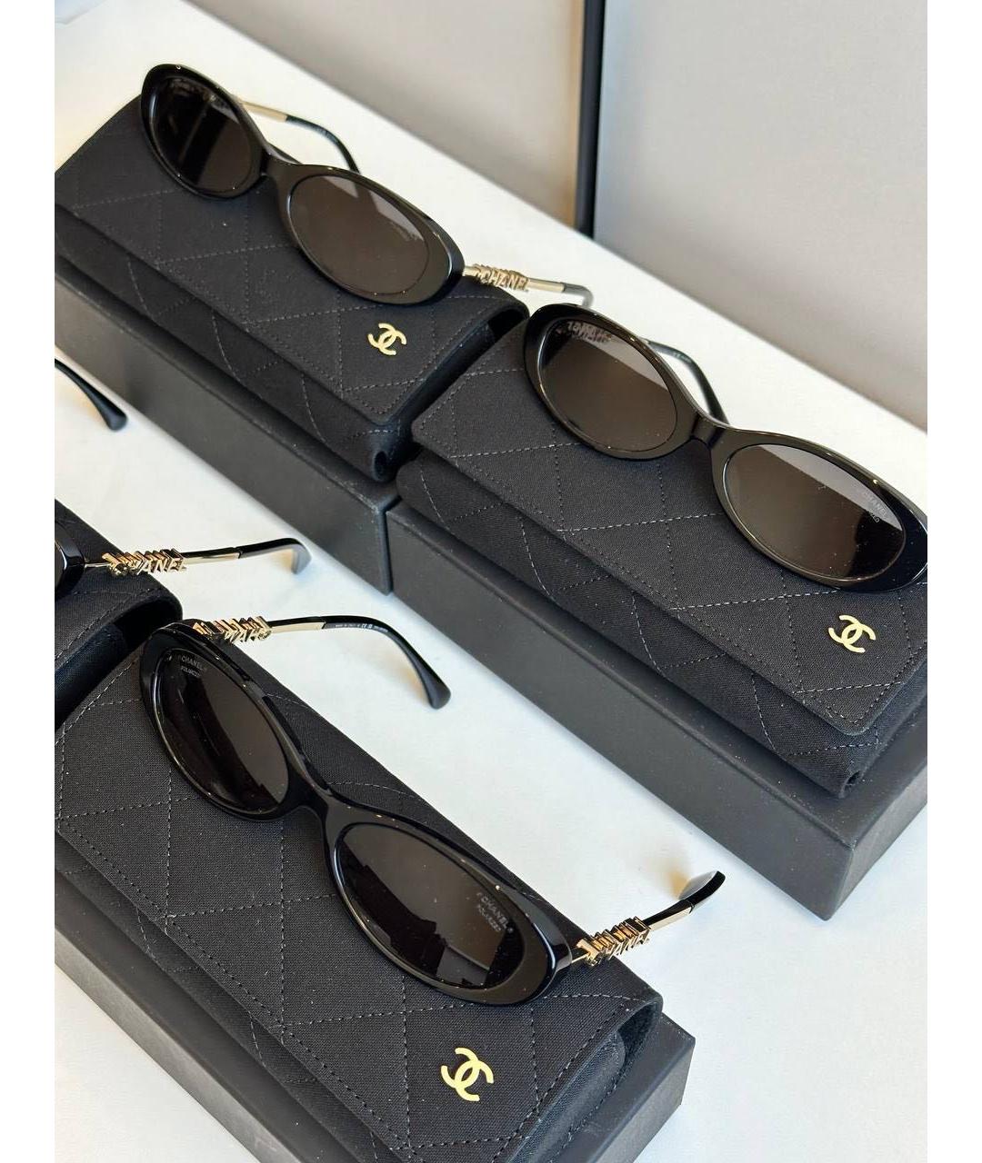 CHANEL Черные пластиковые солнцезащитные очки, фото 5
