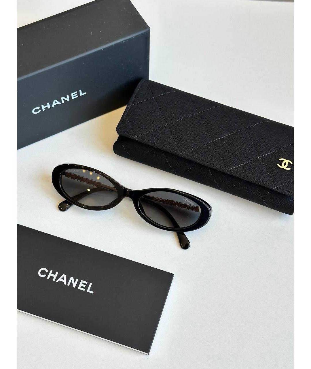 CHANEL Черные пластиковые солнцезащитные очки, фото 4