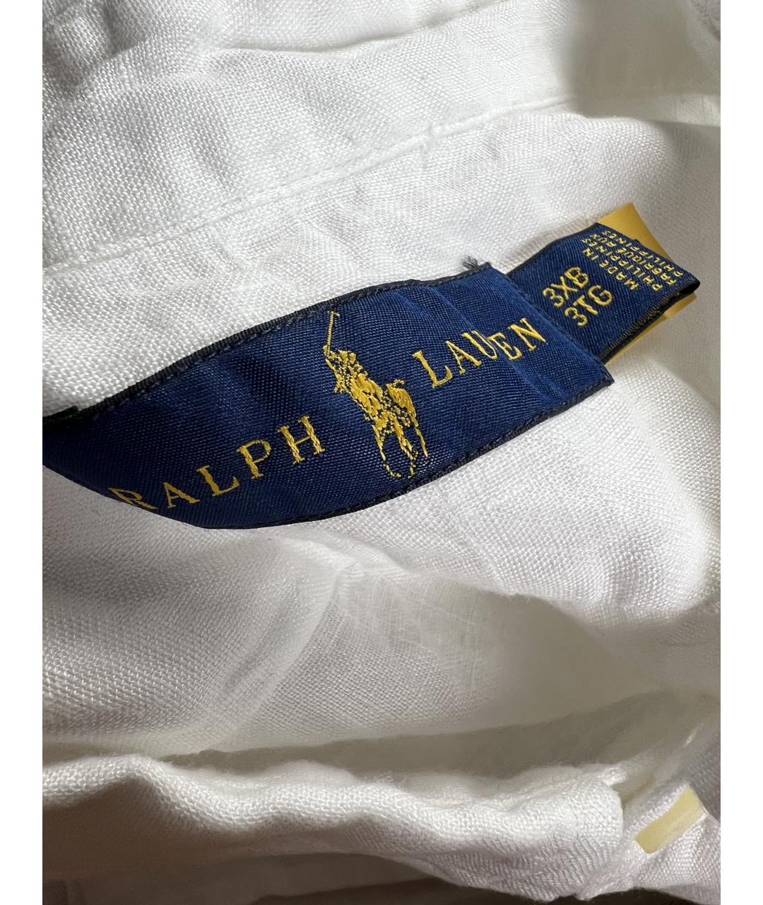 RALPH LAUREN Белая льняная кэжуал рубашка, фото 3