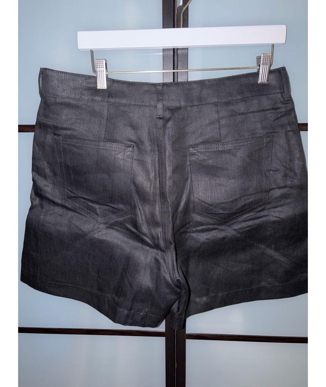 RICK OWENS Черные льняные шорты, фото 2