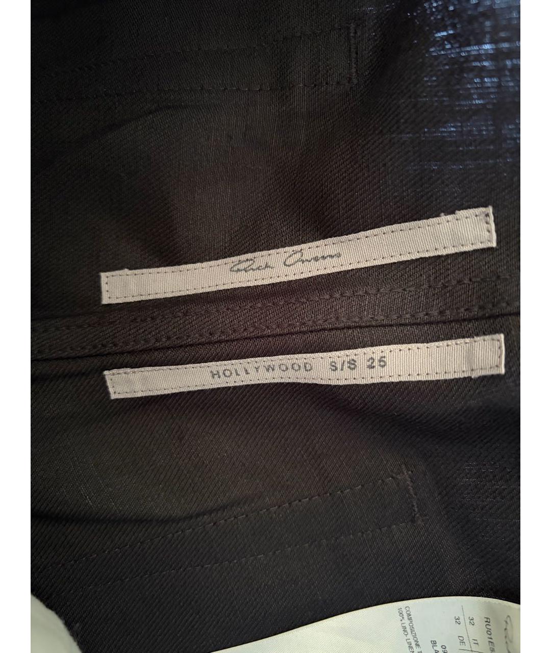 RICK OWENS Черные льняные шорты, фото 4
