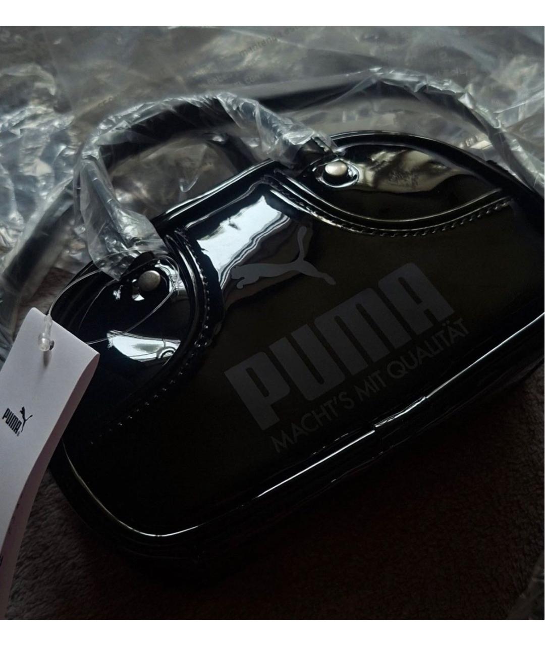 PUMA Черная сумка с короткими ручками из искусственной кожи, фото 4