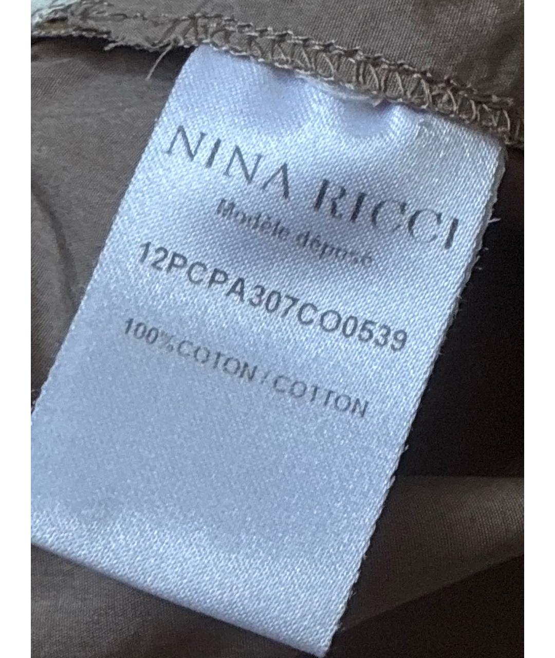 NINA RICCI Бежевые хлопковые брюки широкие, фото 4