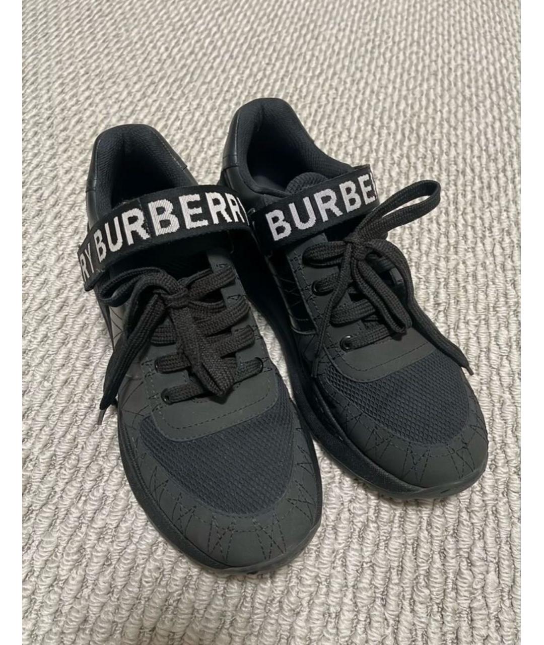BURBERRY Черные кожаные низкие кроссовки / кеды, фото 5