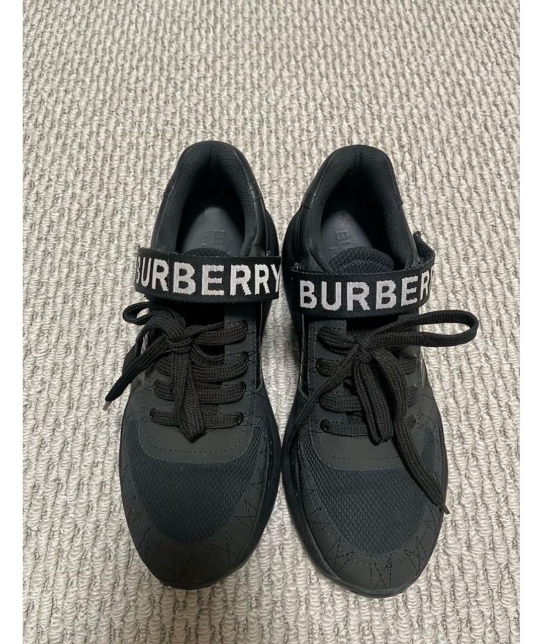 BURBERRY Черные кожаные низкие кроссовки / кеды, фото 2