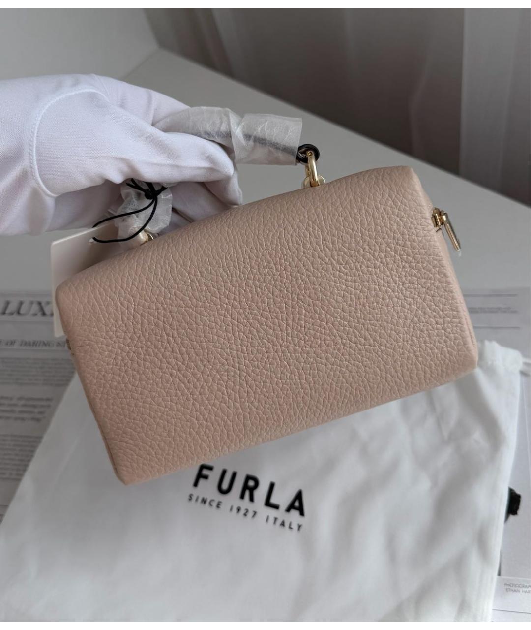 FURLA Розовая кожаная сумка через плечо, фото 3