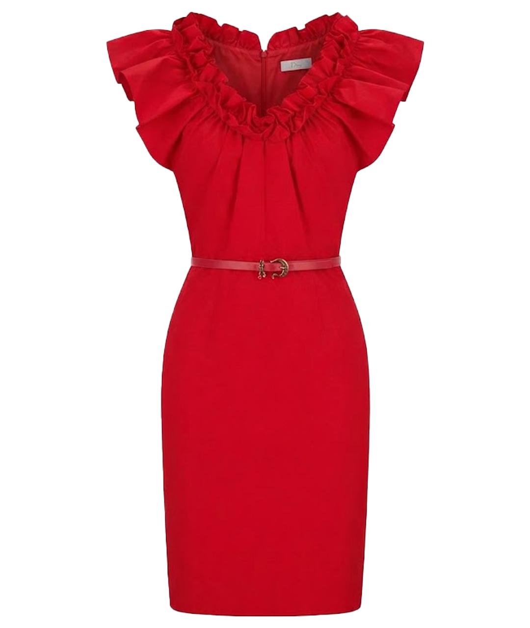 CHRISTIAN DIOR Красное хлопковое коктейльное платье, фото 1