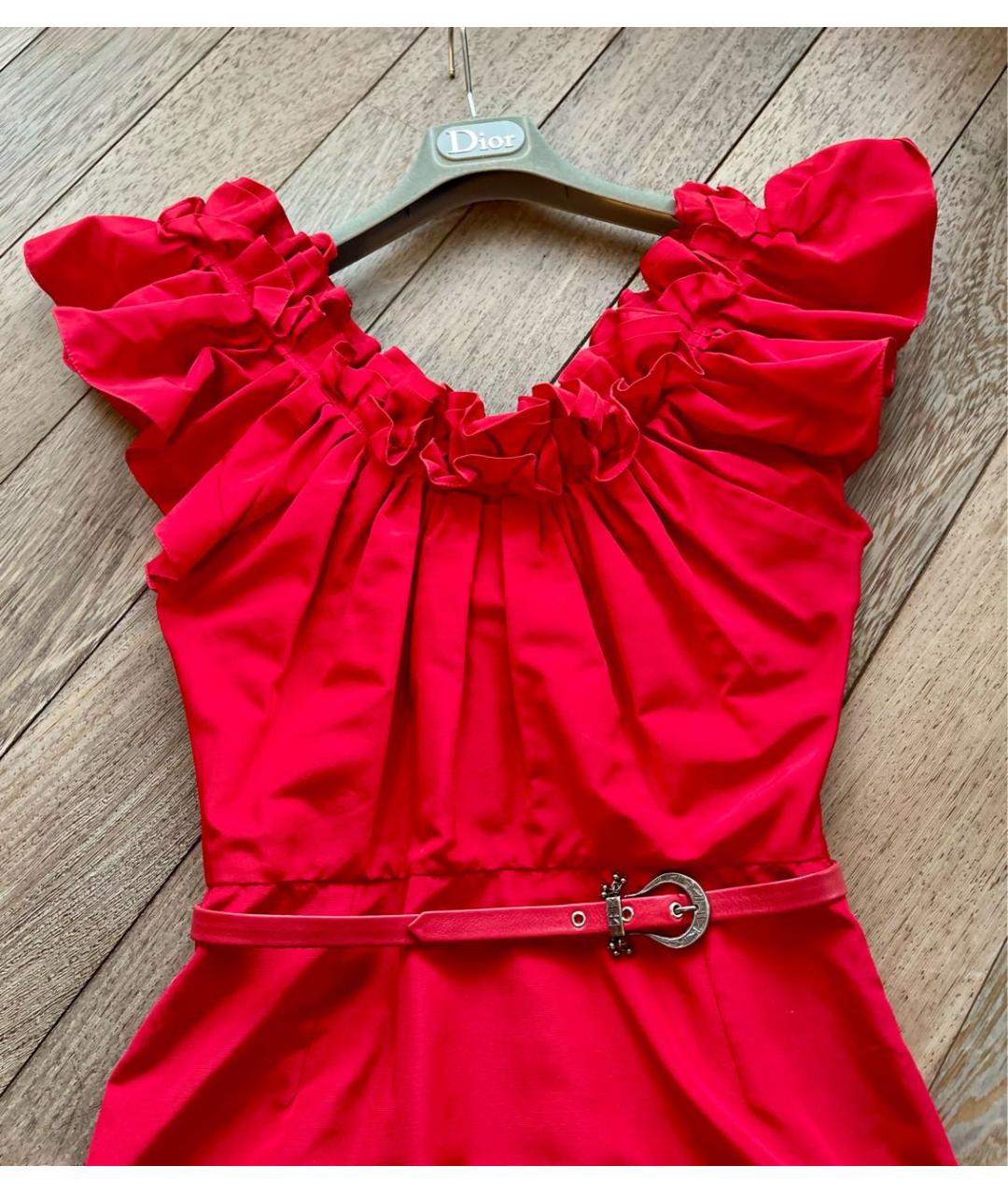CHRISTIAN DIOR Красное хлопковое коктейльное платье, фото 7